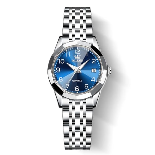 OLEVS レディース腕時計 日本製クォーツ ステンレスバンド クラシック文字盤 夜光機能 防水 ビジネス 女性用ウォッチ 人気 おしゃれ かわいい ギフト watch for women